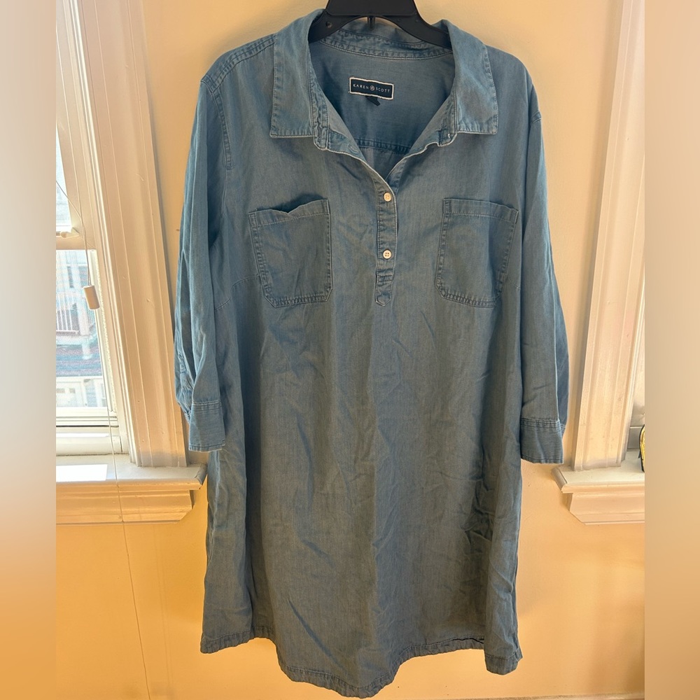 Karen Scott PLUS SIZE Quarter Sleeve Denim Dress OLD NAVY